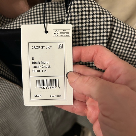 NWT Theory Tailor Stretch Wool Crop Jacket in Black Multi From Nordstrom Sz S - Picture 9 of 12